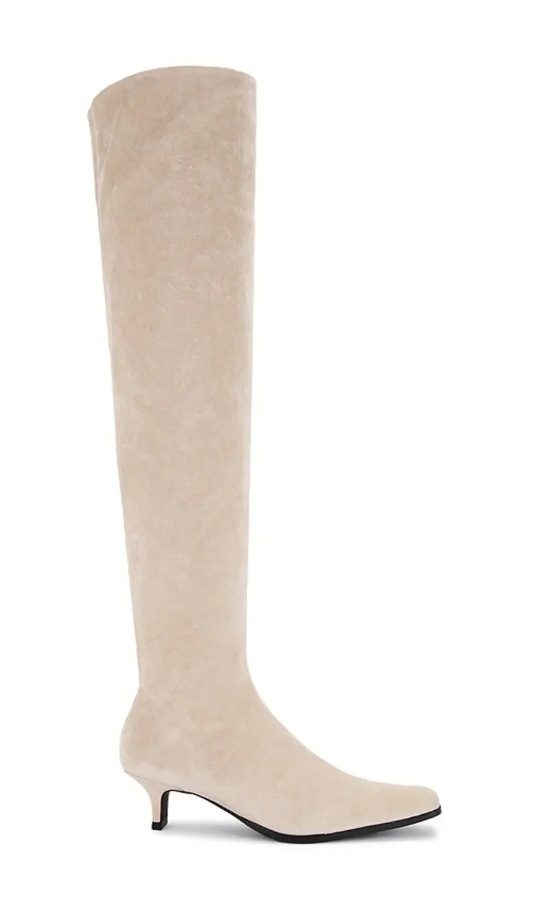 Jeffrey Campbell Sleek Beige Kitten Heel Boots Size 8
